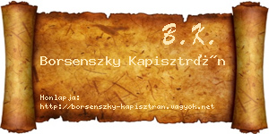 Borsenszky Kapisztrán névjegykártya